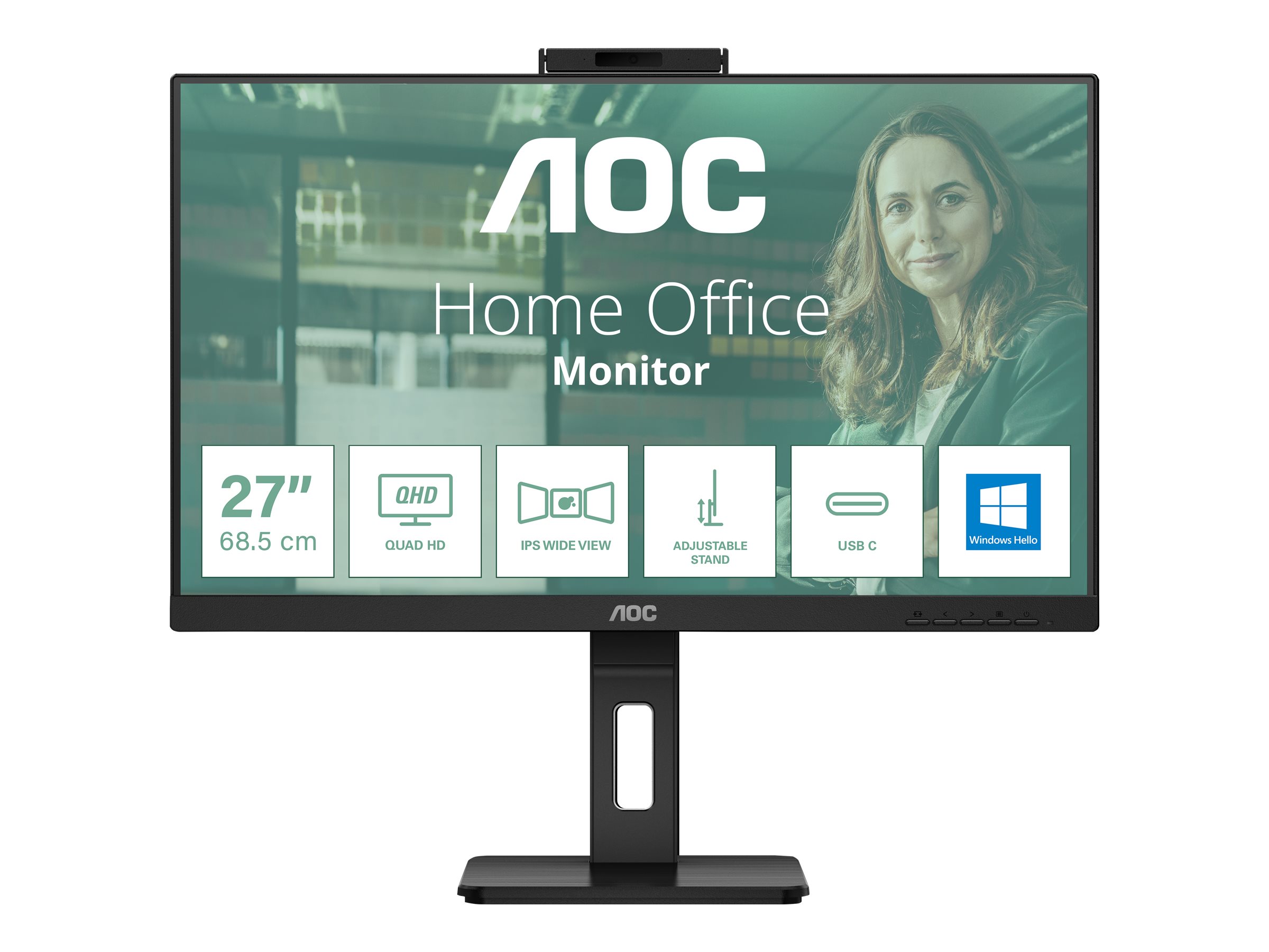 AOC Pro-line Q27P3QW 27" 2560 x 1440 (2K) HDMI DisplayPort 75Hz Pivot Skærm