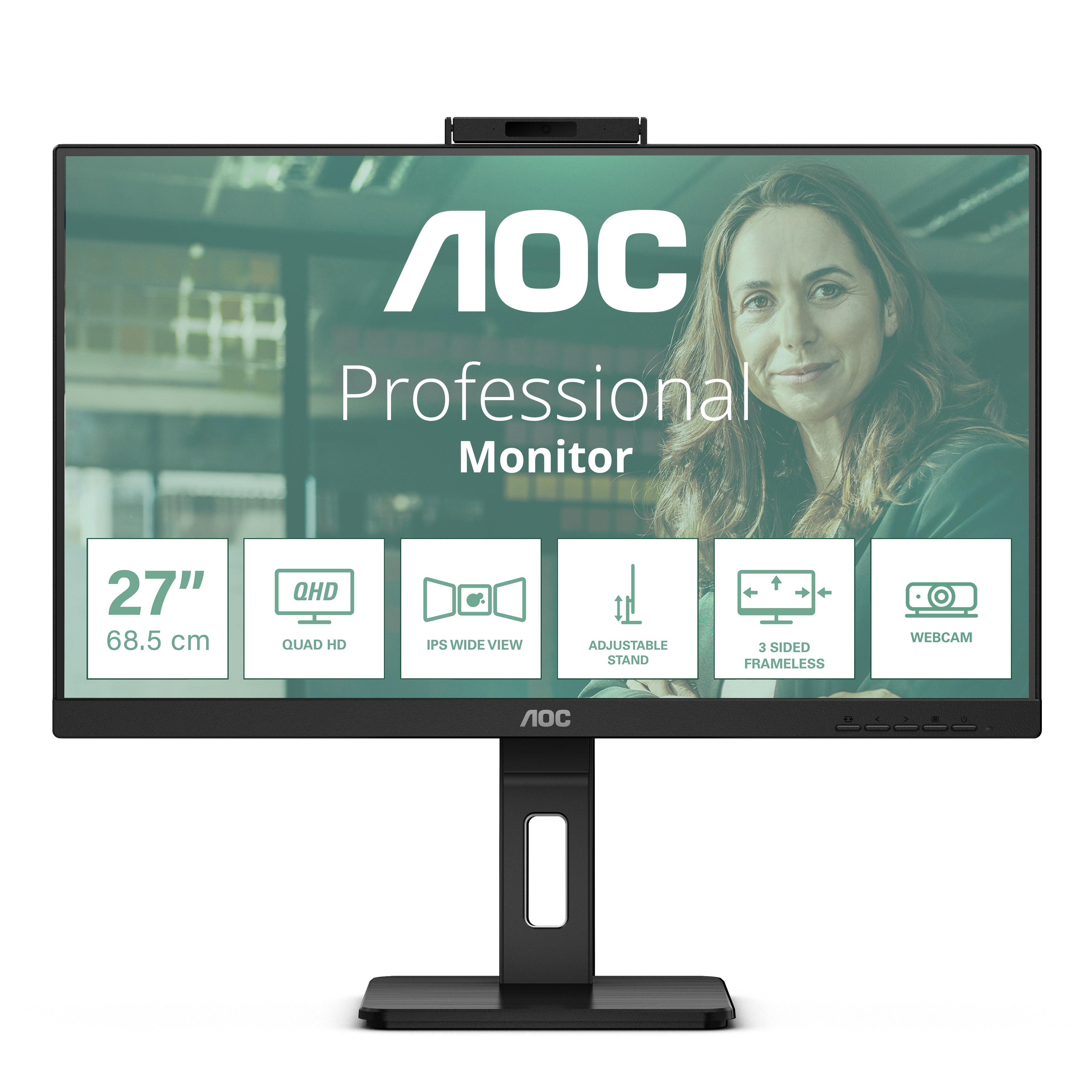 AOC Pro-line Q27P3QW 27" 2560 x 1440 (2K) HDMI DisplayPort 75Hz Pivot Skærm