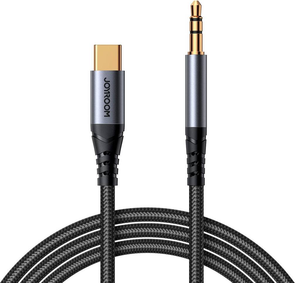 Joyroom stereolydkabel AUX 3,5 mm mini jack - USB-C til telefon 1,2 m sort (SY-A07)
