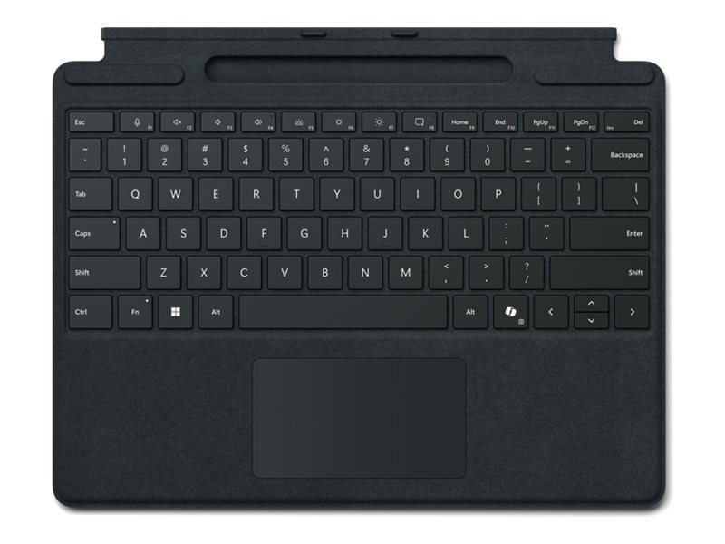 Microsoft Surface Pro Keyboard for Business - Tastatur - med penneopbevaring - med touchpad, accelerometer, Surface Slim Pen opbevarings- og opladningsbakke - bagbelyst - AZERTY - fransk - sort - med Slim Pen - for Surface Pro 10 for Business, Pro 8 for Business, Pro 9 for Business, Pro X for Business