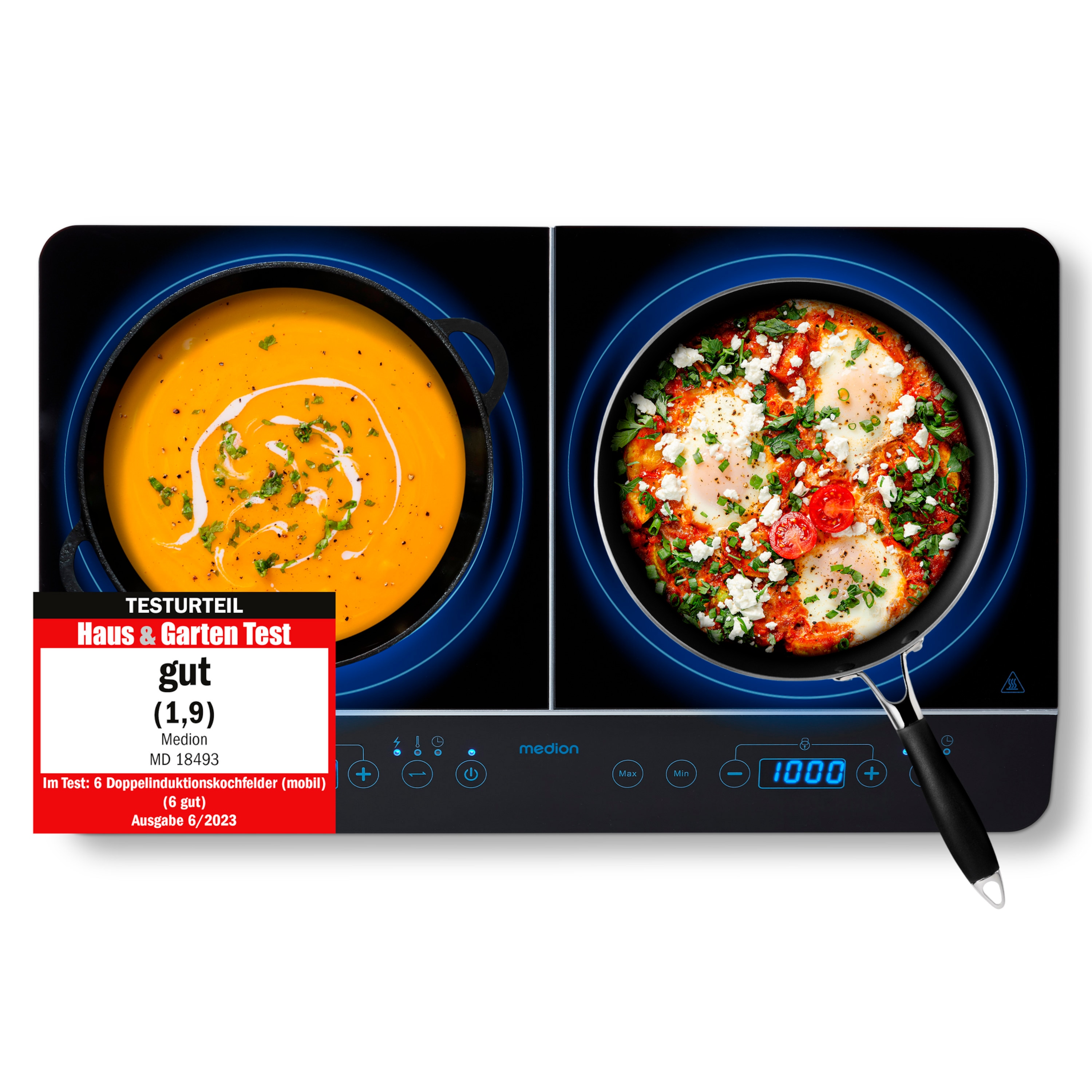 Medion 15324 induktionskogeplade 2 zoner - 3.500 W, sort