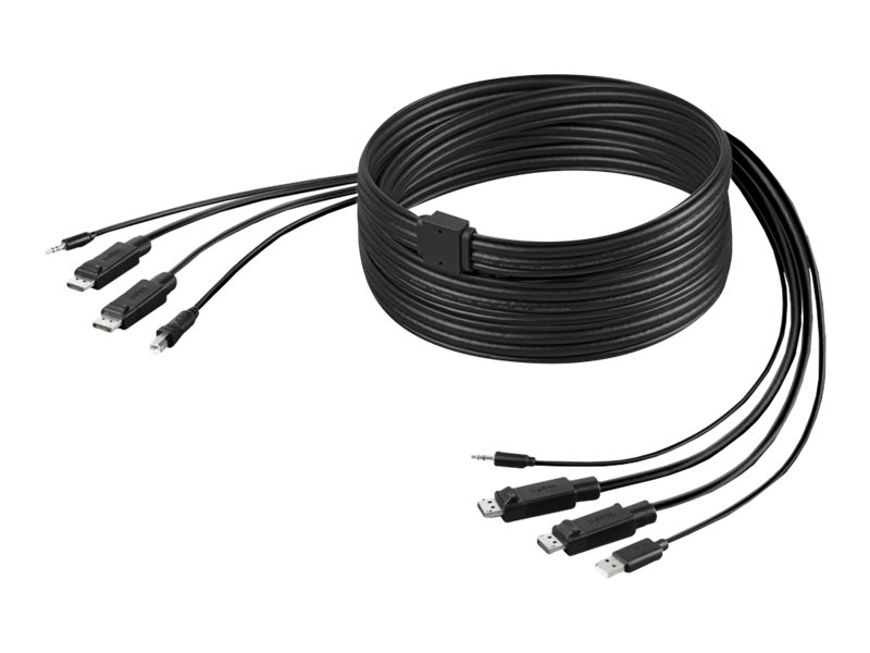 Belkin Secure KVM Combo Cable - Tastatur- / mus- / video- / lydkabel - TAA-kompatibel - USB, ministik, DisplayPort (han) til mini-phone stereo 3.5 mm, USB Type B, DisplayPort (han) - 1.83 m