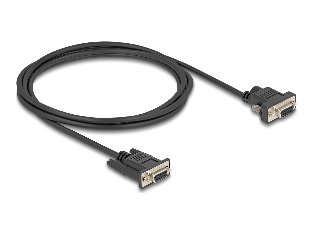 DeLOCK 9-pin D-Sub (DB-9) (female) - 9-pin D-Sub (DB-9) Strøm DC jackstik 5,5 mm (ID: 2,1 mm) (female) Sort 2m Serielt kabel