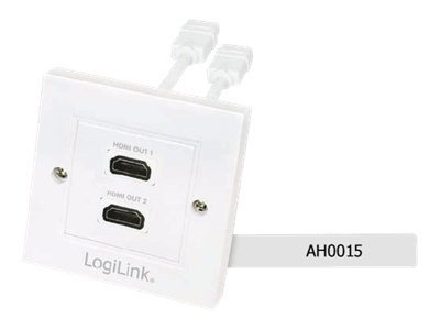 LogiLink AH0015 HDMI wall plate 2-port with 2x HDMI-A cable F/F 4K/30 Hz white