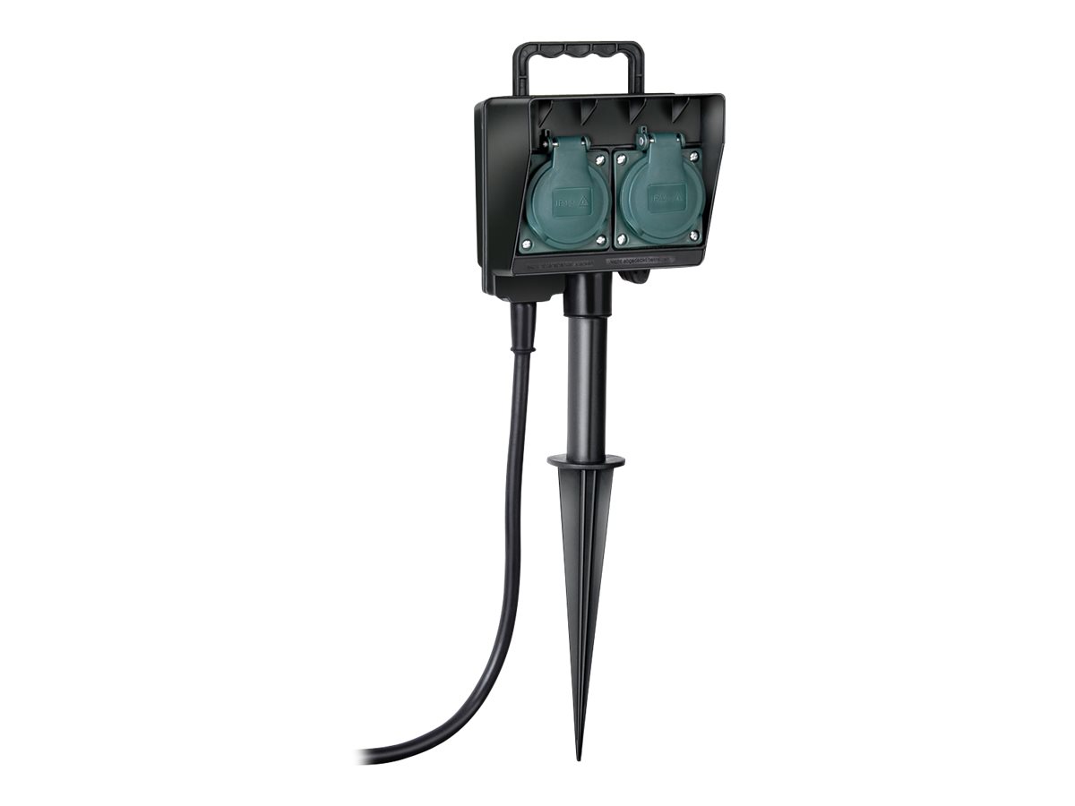 brennenstuhl Outdoor multiple socket outlet spike Strømfordelingsenhed 2-stik 16A Sort Grøn 1.4m