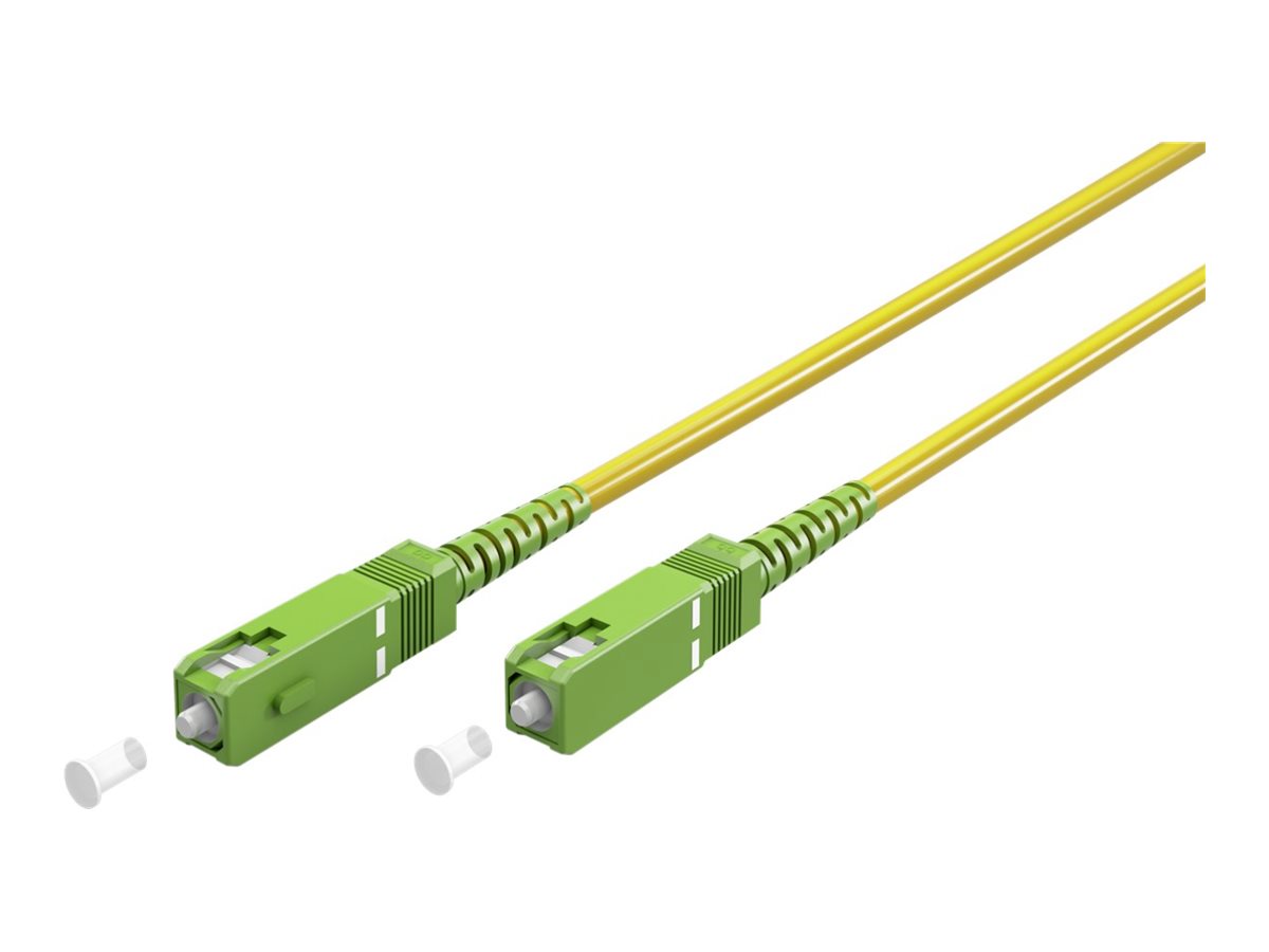 Goobay Lyslederkabel (FTTH), Singlemode (OS2) Yellow, gul (Simplex), 0,5 m fiberoptisk kabel, stik SC-APC (8°) > stik SC-APC (8°), halogenfri kabelkappe (LSZH)