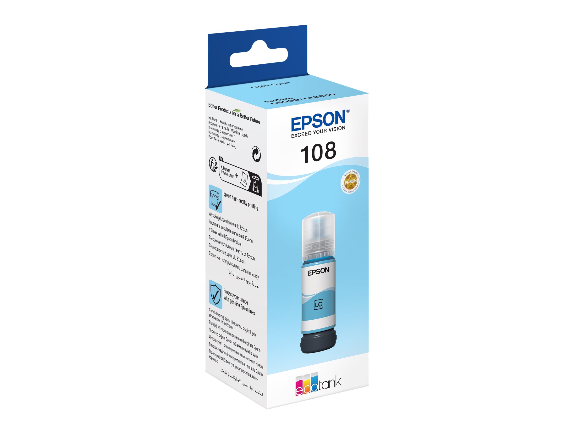 Epson EcoTank 107 - 70 ml - lys cyan - original - blækrefill - for EcoTank ET-18100