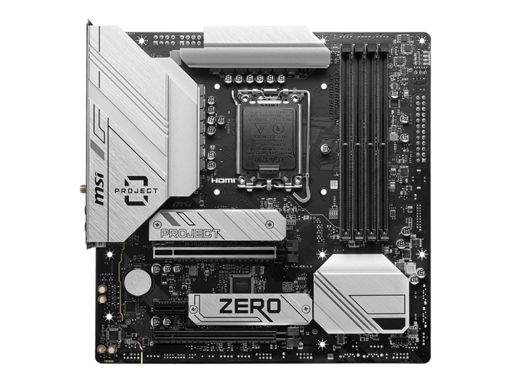 MSI B760M PROJECT ZERO Bundkort - Intel B760 - Intel LGA1700 socket - DDR5 RAM - ATX