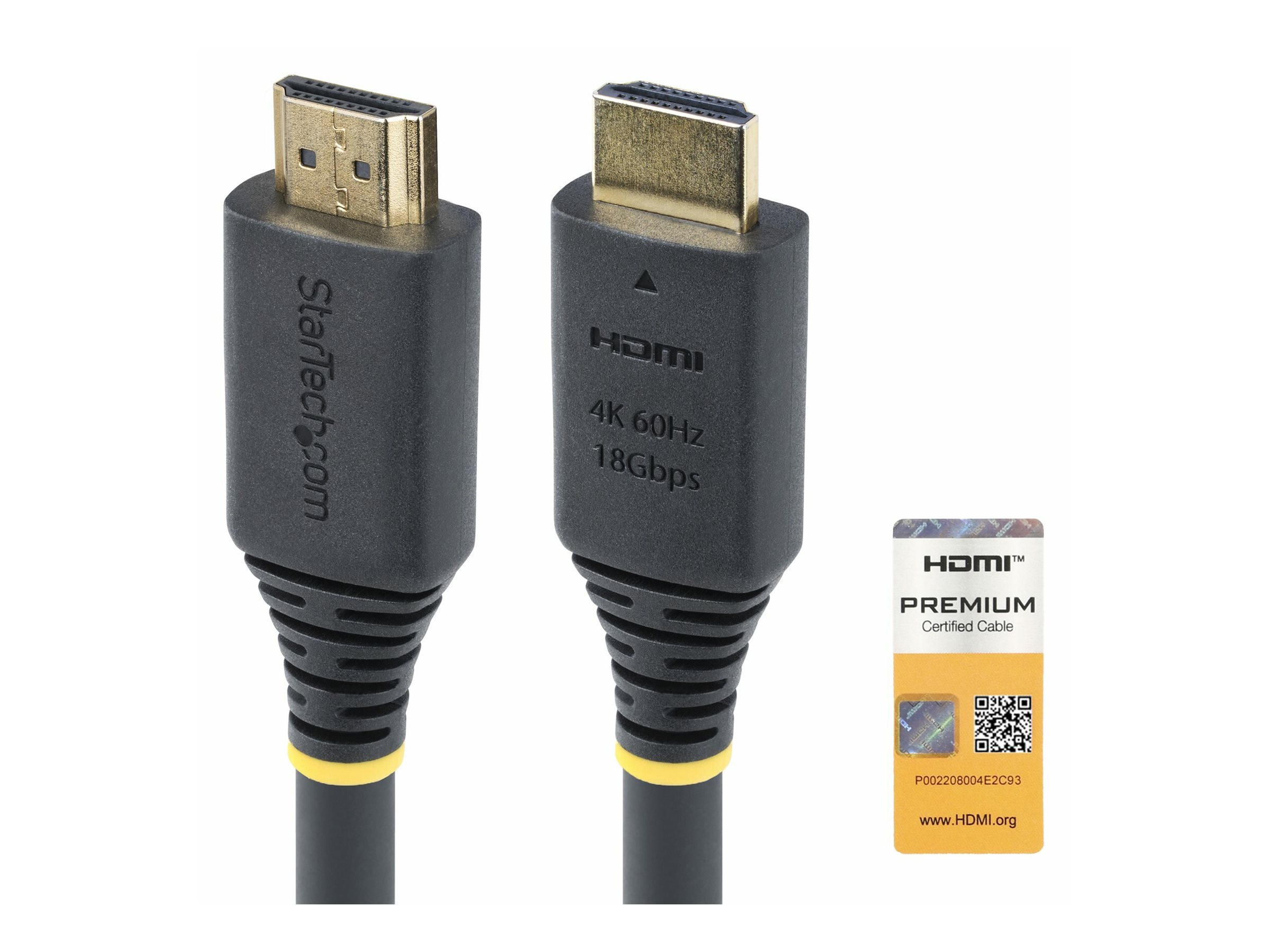 StarTech.com 7m (22.9ft) Premium Certified High Speed HDMI Cable, 4K60Hz HDMI-kabel med Ethernet 7m Sort