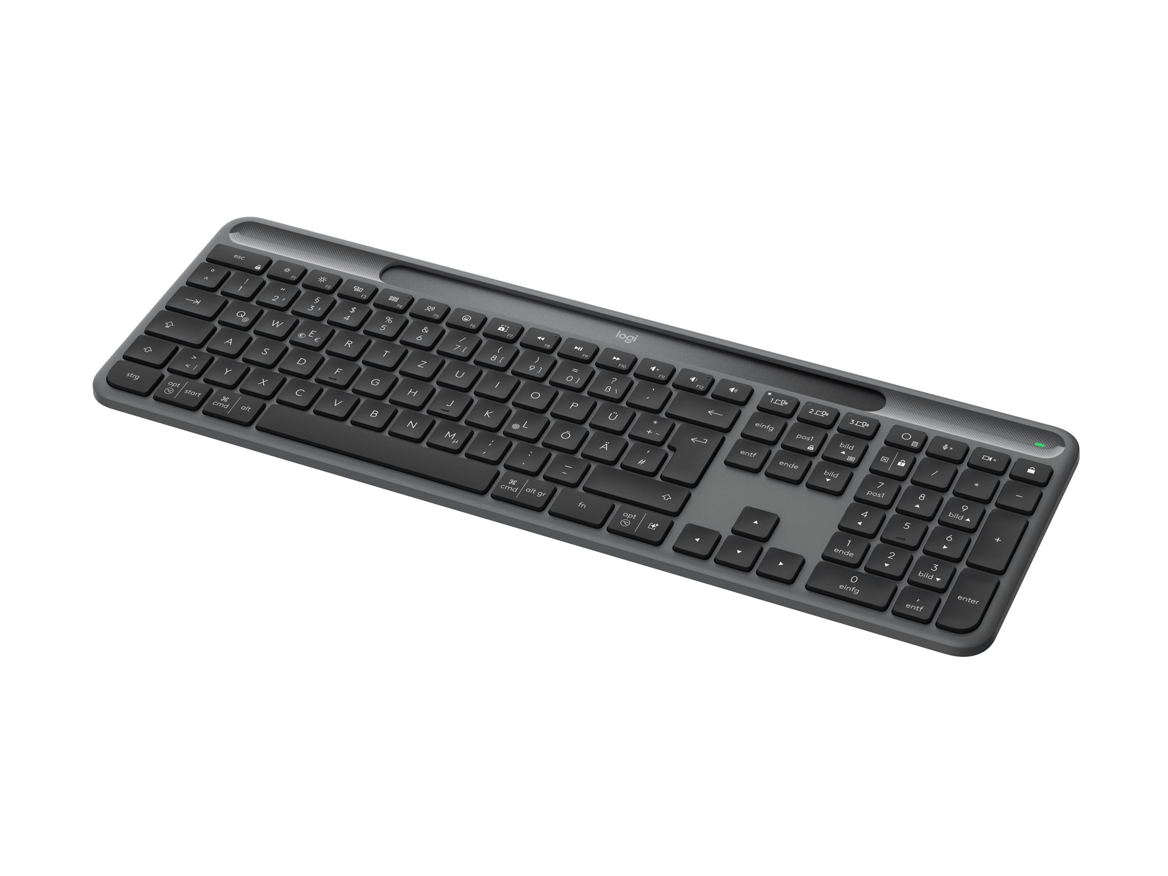Logitech Signature Slim Solar+ K980 – trådløst tastatur, RF + Bluetooth, QWERTZ (tysk) – Graphite