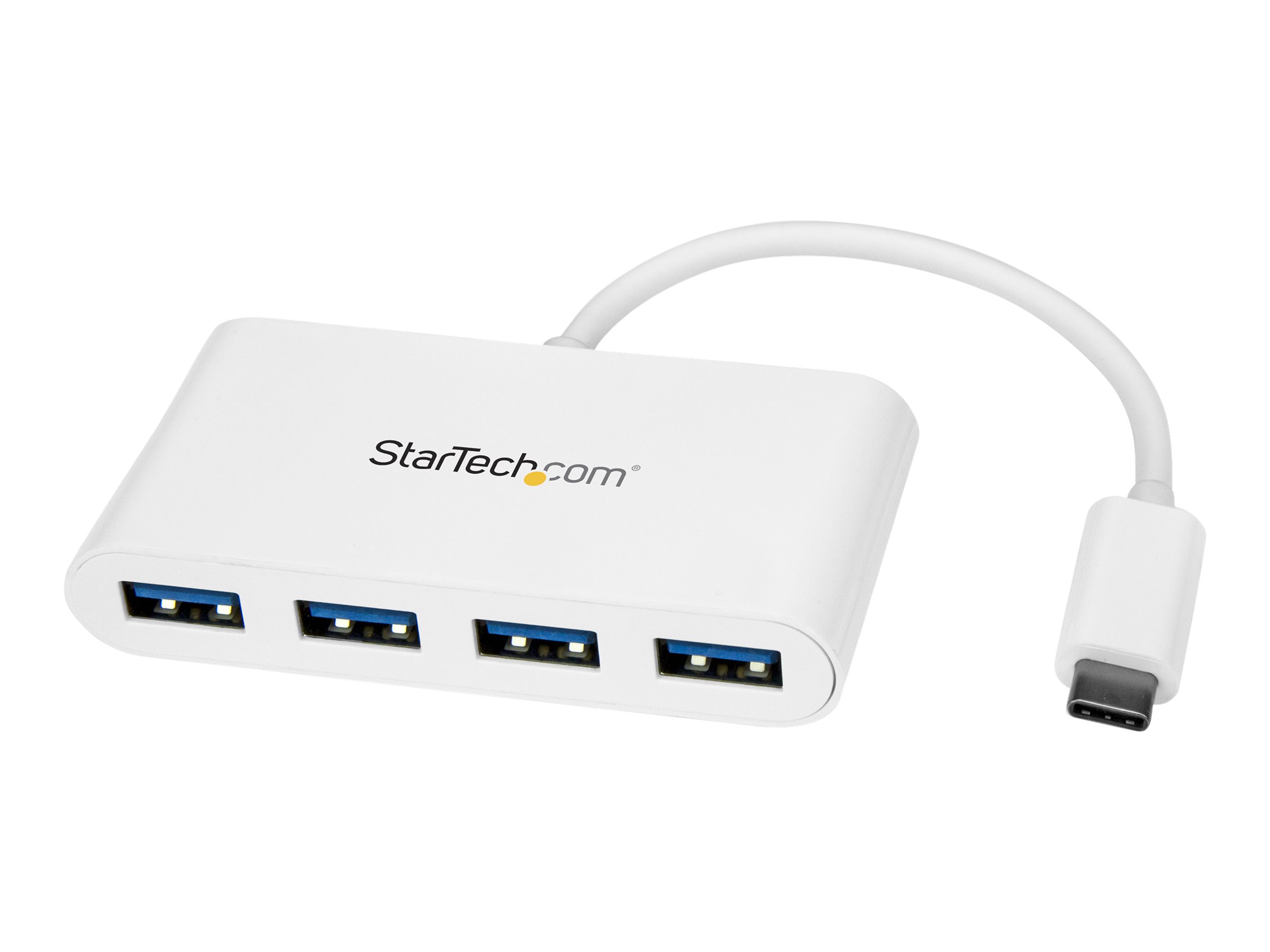 StarTech.com 4 Port USB C Hub 4x USB-A (USB 3.0 SuperSpeed 5Gbps) - USB Bus Powered - Portable/Laptop USB Type-C Adapter Hub - White (HB30C4ABW) Hub 4 billede