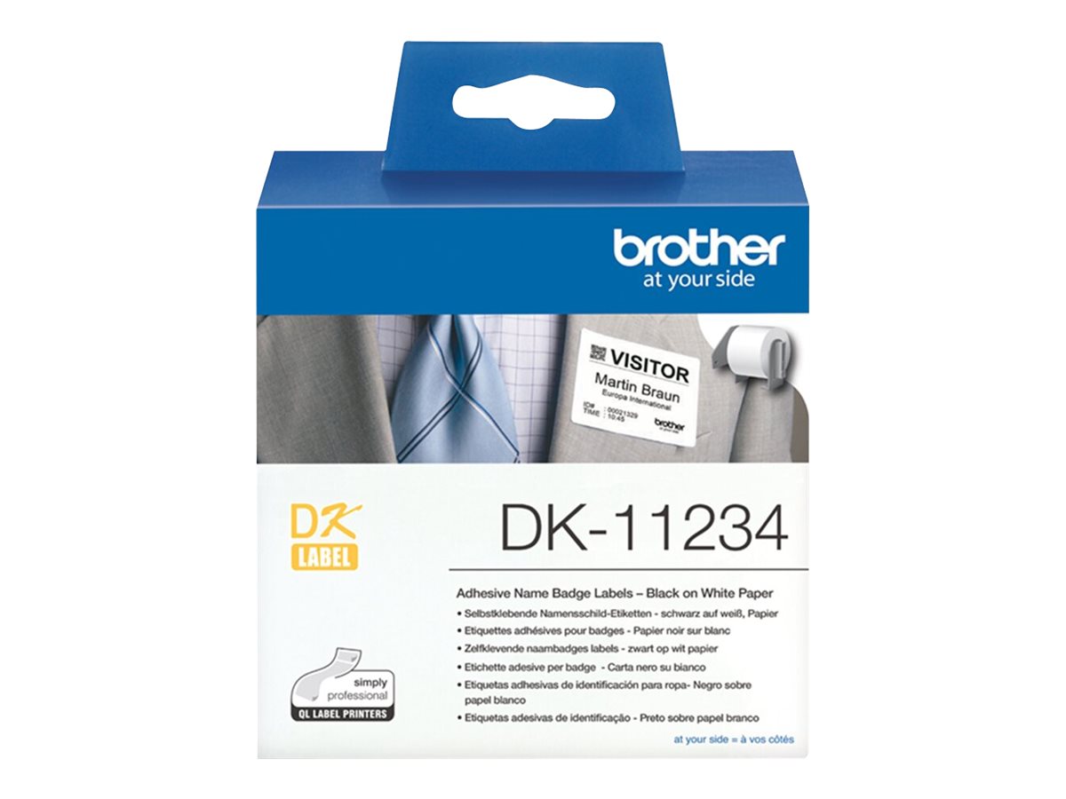Brother DK11234 - Papir - selv-klæbende - sort på hvid - 60 x 86 mm 260 etikette(r) (1 rulle(r) x 260) pressestempel skæreetikette - for Brother QL-1100, QL-1110NWB, QL-600B, QL-600G, QL-600R, QL-800, QL-810W, QL-820NWB