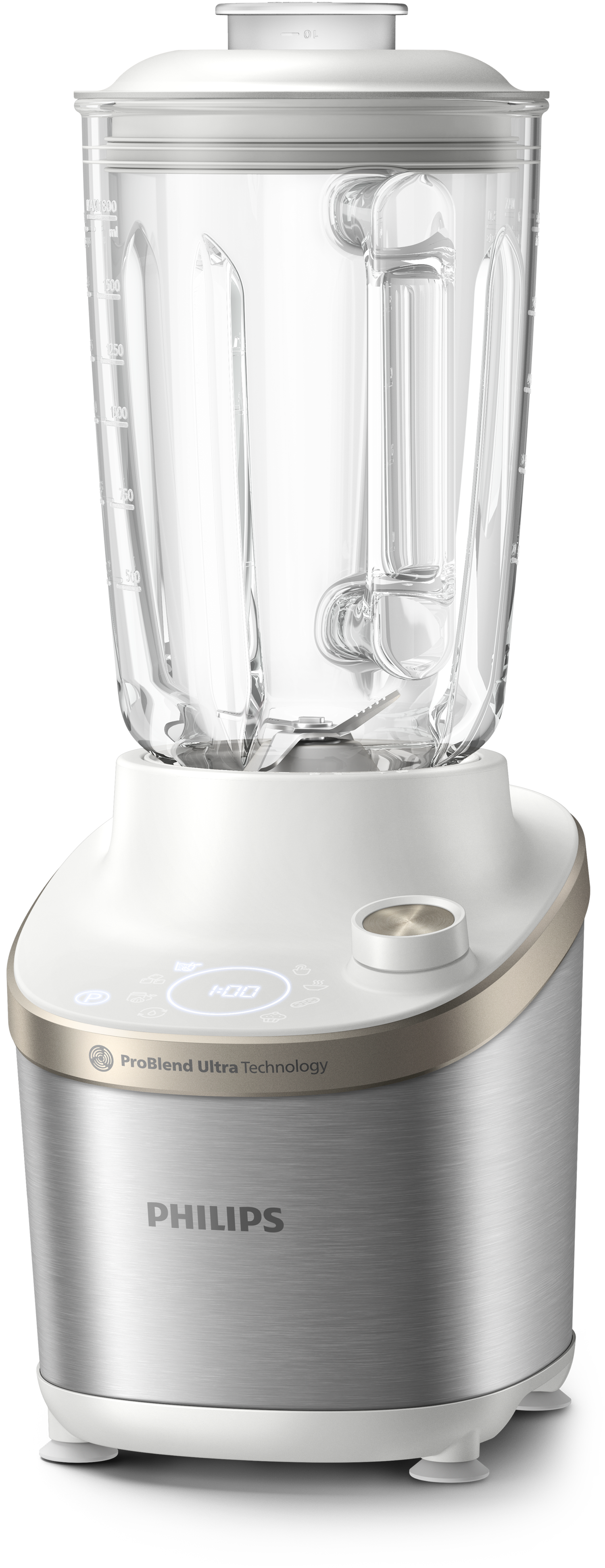Blender - Philips 7000-serien HR3760/01, 2 l, 1.500 W, rustfrit stål/hvid