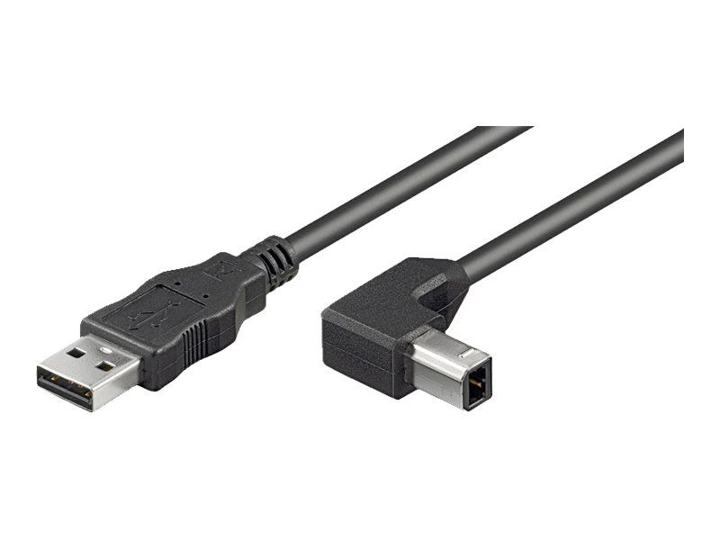 Pro USB-A <-> USB-B 2.0 - 90° - 3m - Sort