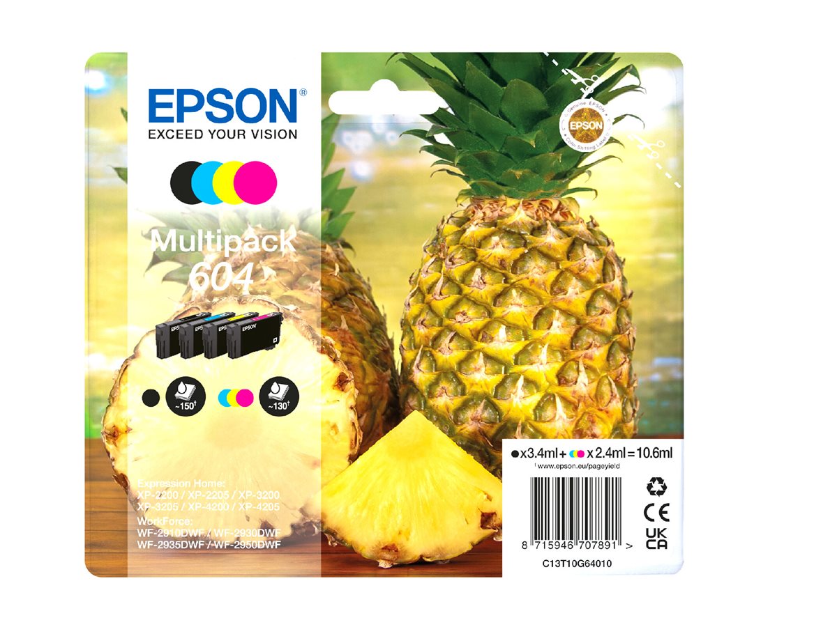 Epson 604 Multipack Sort Gul Cyan Magenta Blæk C13T10G64020 billede