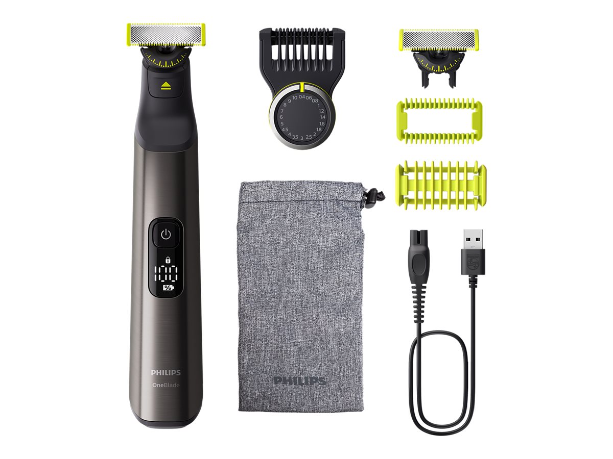 Aparat de tuns parul de pe fata si corp, Philips OneBlade Pro QP6552/15, Acumulator, Autonomie 120 min., Lungime 0, 4-10 mm, Cr