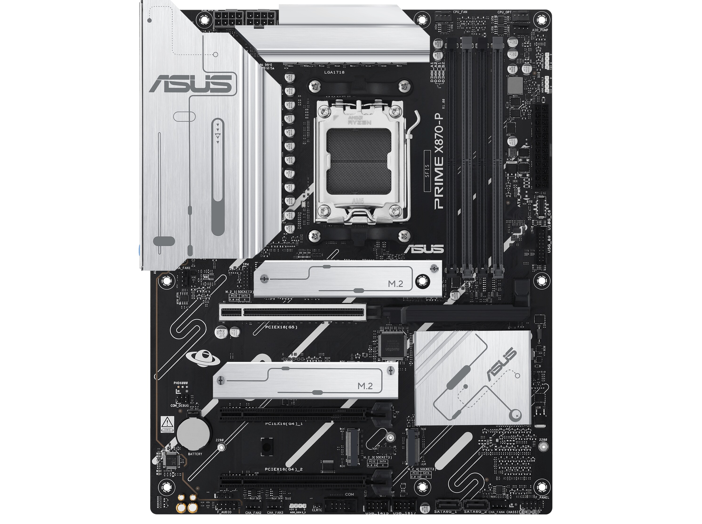 ASUS PRIME X870-P - Bundkort - ATX - Socket AM5 - AMD X870 Chipset - USB4, USB 3.2 Gen 2, USB-C 3.2 Gen2, USB 3.2 Gen 1 - 2.5 Gigabit LAN - onboard grafik (CPU påkrævet) - HD Audio (8-kanaler)