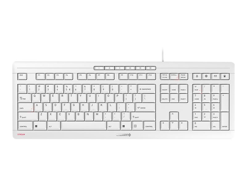 Tastatur til kontor - Cherry STREAM USB, QWERTY US, hvid