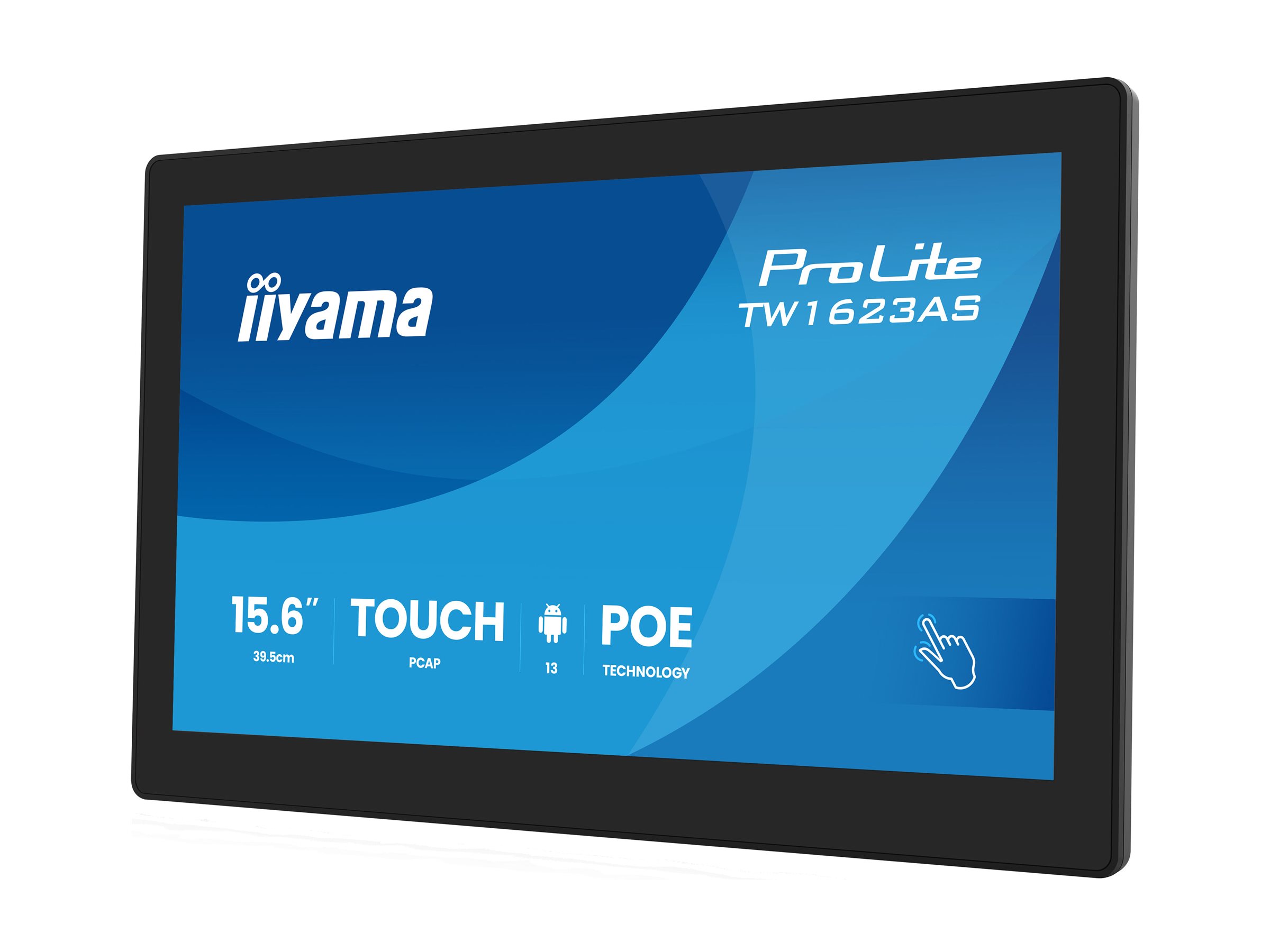 Iiyama Prolite Tw1623as-b3p 15.6 tommer Ips Fhd, Berøringsskærm, Android, Sort 15.6 tommer 1920 × 1080pixels Ips 16:9