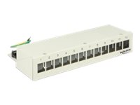 DeLOCK patch panel, 12 ports, for keystone modules, shielded, gray