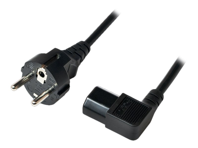 Power cord, safety plug to IEC C13 female 90°, 3m, black