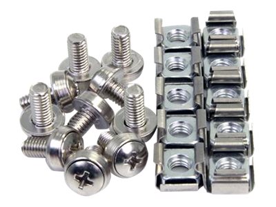 Startech M6 Screws and Cage Nuts - 100 Pack - M6 Mounting Screws and Cage Nuts for Server Rack and Cabinet - Silver (CABSCREWM62) - Skruer og møtrikker for rack (pakke med 100) - for P/N: RACK-21U-20-WALL-OA, RACK-24U-20-WALL-OA, RK12OD2, SHELF-2U-20-CENTER-V