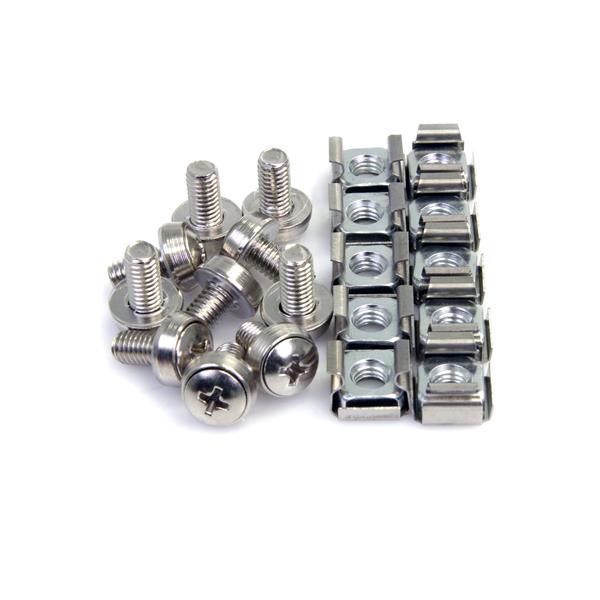 Startech M6 Screws and Cage Nuts - 100 Pack - M6 Mounting Screws and Cage Nuts for Server Rack and Cabinet - Silver (CABSCREWM62) - Skruer og møtrikker for rack (pakke med 100) - for P/N: RACK-21U-20-WALL-OA, RACK-24U-20-WALL-OA, RK12OD2, SHELF-2U-20-CENTER-V