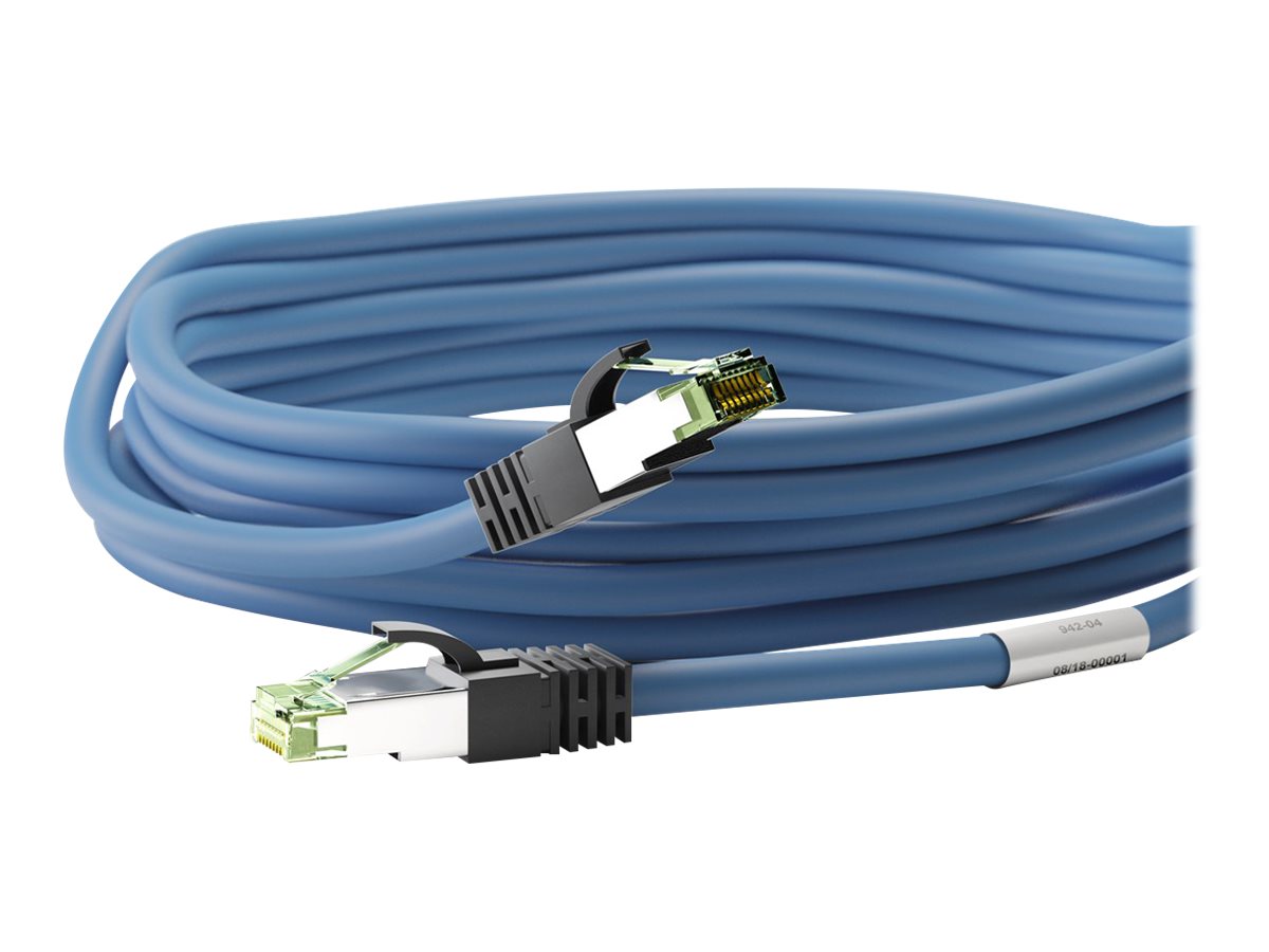 Goobay RJ45 (CAT 6A, 500 MHz) patchkabel med CAT 8.1 S/FTP råkabel, blå 99,9 % iltfri kobberleder (OFC), AWG 24, halogenfri kabelkappe (LSZH), 20 m