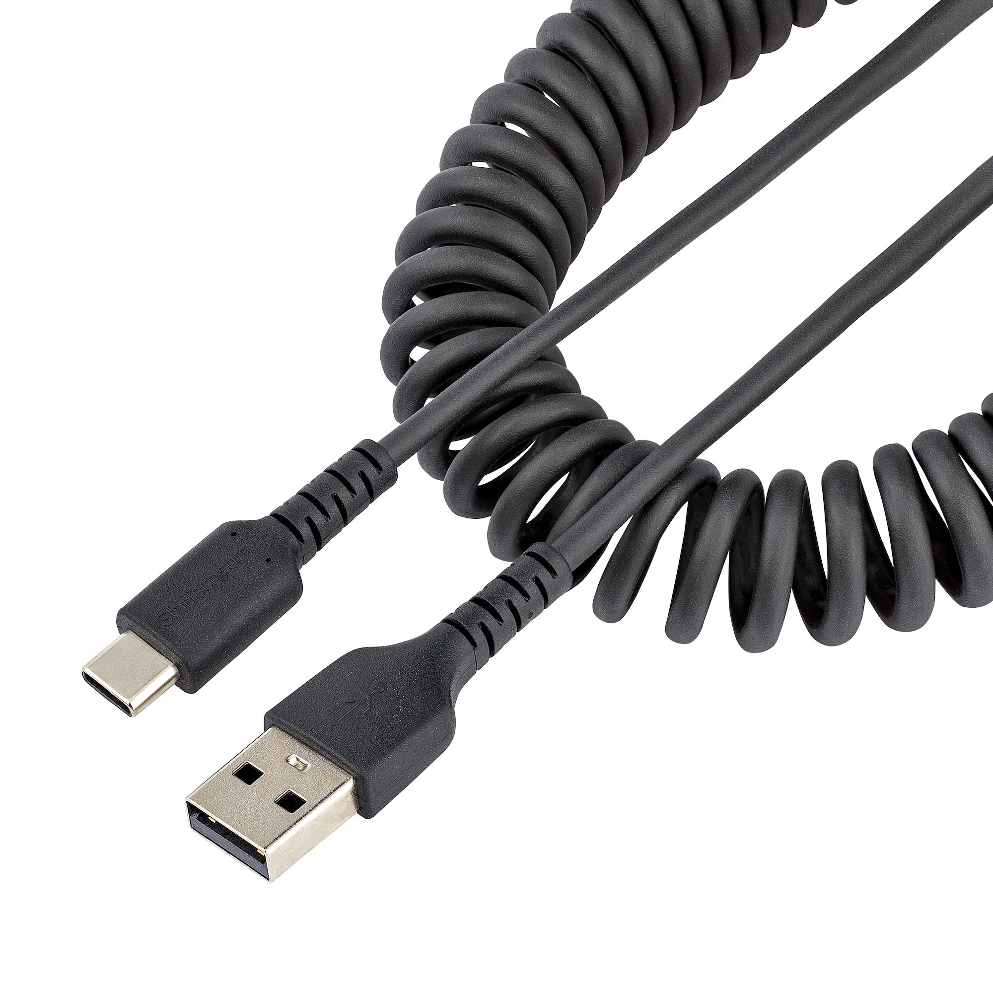 StarTech.com 20in (50cm) USB A to C Charging Cable, Coiled Heavy Duty Fast Charge & Sync USB-C Cable, High Quality USB 2.0 A to Type-C, Rugged Aramid