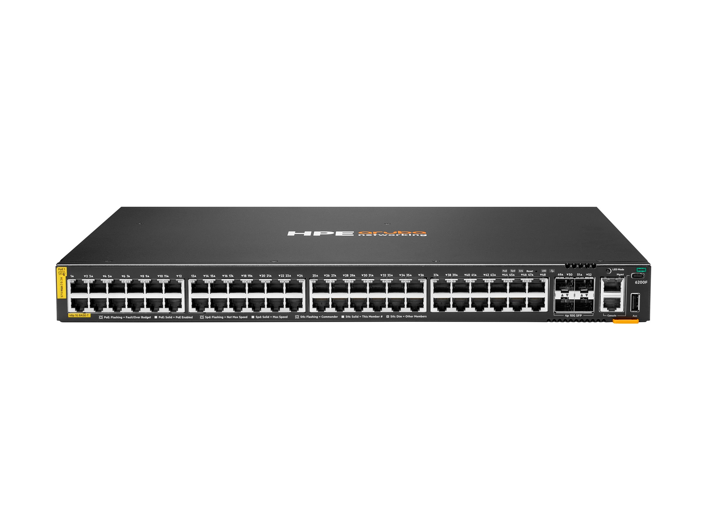 HPE Aruba Networking CX 6200F 48G Class4 PoE 4SFP+ 740W Switch Switch 48-porte Gigabit Ethernet PoE+ billede