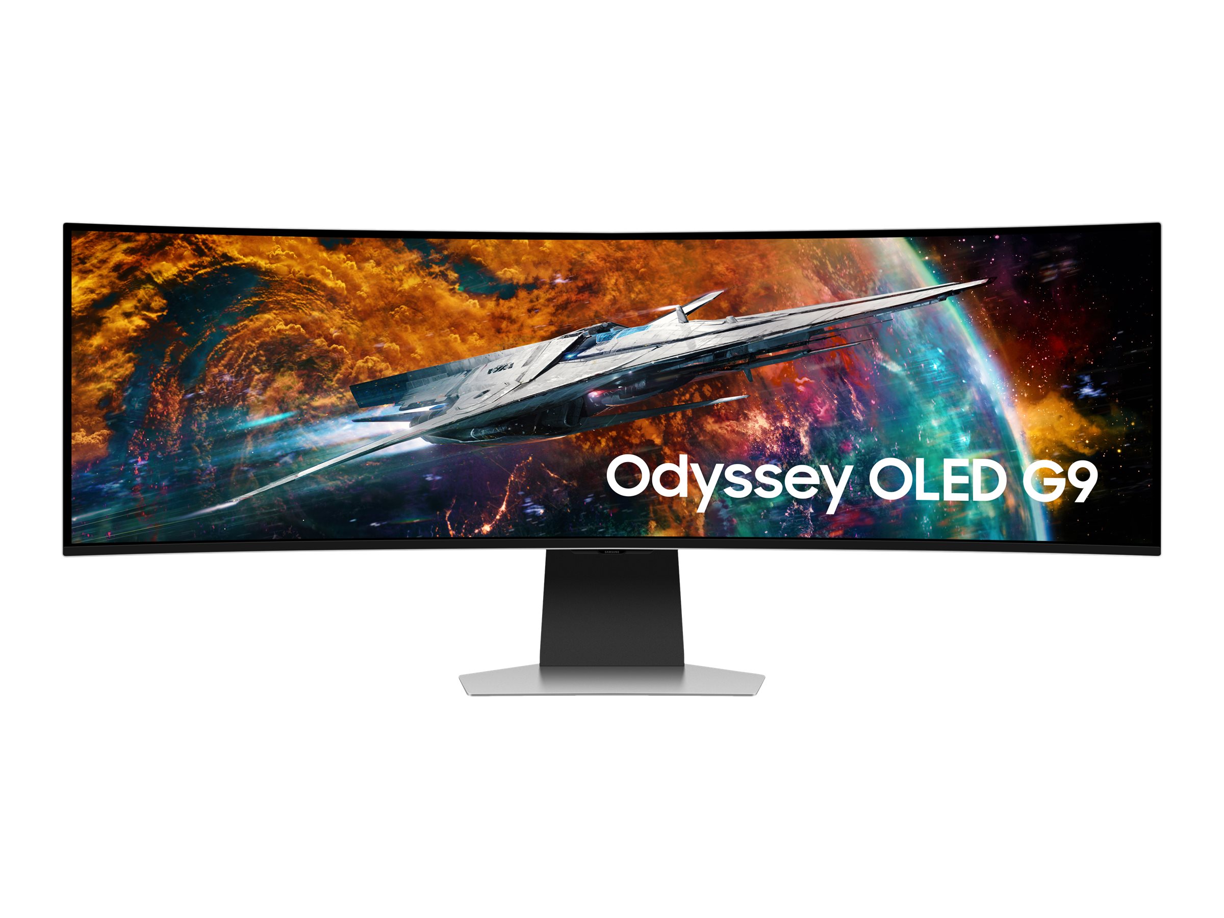 Samsung Odyssey OLED G9 S49CG950SU - G95SC Series - OLED-monitor - Smart - gaming - kurvet - 49 - 5120 x 1440 UWQHD @ 240 Hz - 250 cd/m² - 1000000:1 - DisplayHDR 400 True Black - 0.03 ms - DisplayPort, Micro HDMI, HDMI - højtalere - sølv