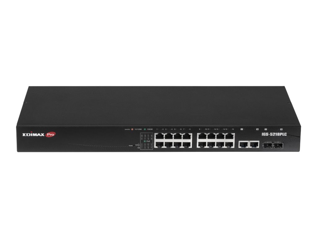 Edimax Pro IGS-5218PLC - switch - industrial Surveillance VLAN PoE+ Web Smart - 18 ports - smart - rack-mountable