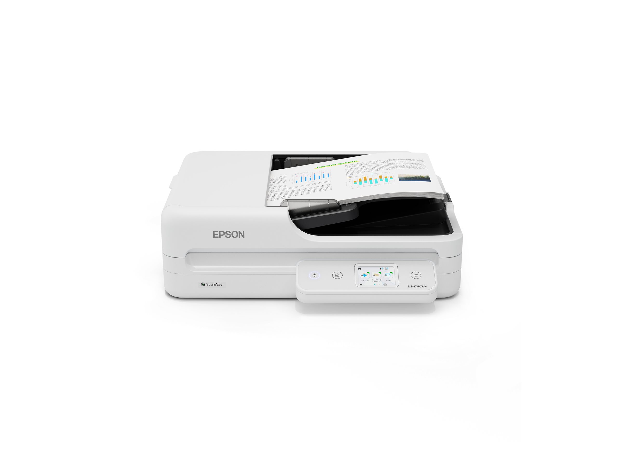 Epson WorkForce DS-1760WN - Dokumentscanner - Duplex - 215.9 x 5588 mm - 1200 dpi x 1200 dpi - op til 30 ppm (mono) / op til 30 ppm (farve) - ADF (60 ark) - op til 3000 scanninger pr. dag - USB 2.0, Wi-Fi, Gigabit LAN