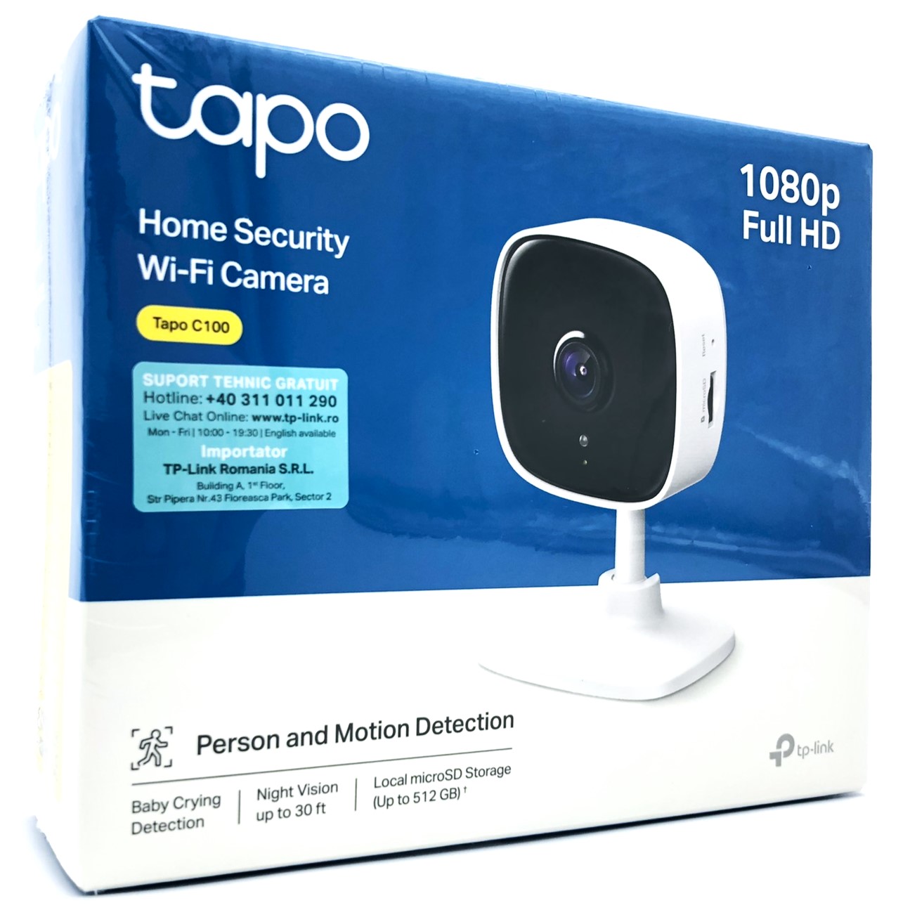 Tapo C100 - Netværksovervågningskamera - farve (Dag/nat) - 1080p - fast brændvidde - audio - trådløs - WiFi - H.264 - DC 9 V
