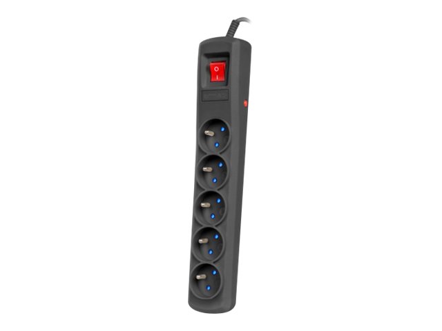 Armac R5 - Stikdåse - AC 230 V - 2300 Watt - input: Type E - output-stikforbindelser: 5 (5 x Type E) - 1.5 m ledning - sort