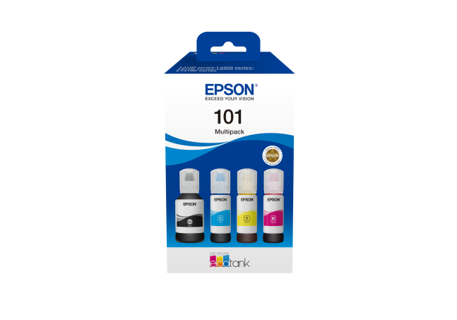 Epson 101 Multipack - 4 pakker - sort, gul, cyan, magenta - original - blækbeholder - for Epson L4260, L4266, L6190, L6260, L6270, L6276, L6290 EcoTank L14150, L4260, L6270, L6290