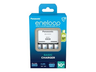 Panasonic eneloop Basic BQ-CC51 - Batterioplader - (for 4xAA/AAA) 4 x AA type - NiMH - 2000 mAh (Europlug)