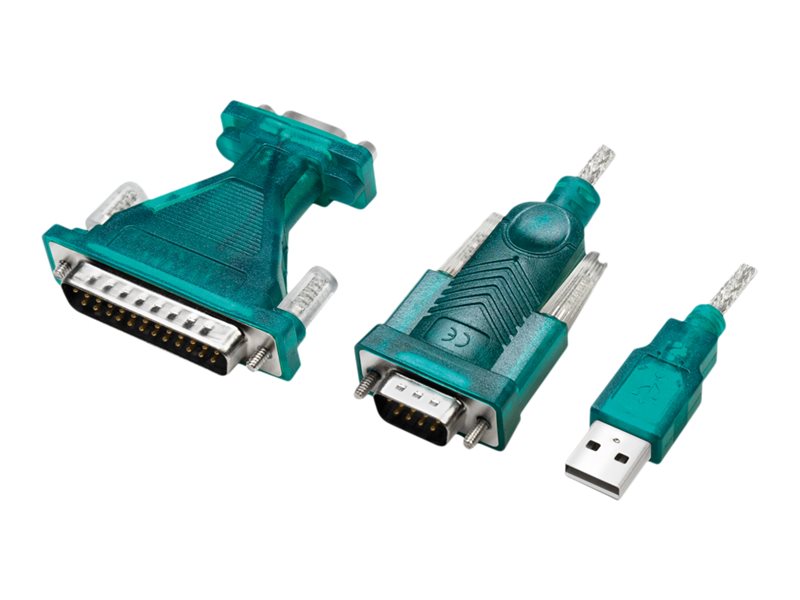 LogiLink USB 2.0 cable, USB-A/M to DB9/M + DB25/M (RS232), Win 11, 1.3 m