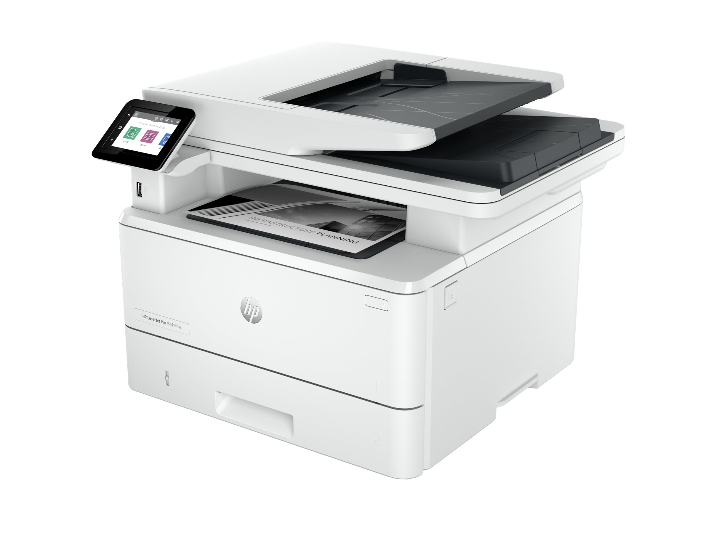 HP LaserJet Pro MFP 4102fdw - Multifunktionsprinter - S/H - laser - Legal (216 x 356 mm) (original) - A4/Legal (medie) - op til 38 spm (kopiering) - op til 40 spm (udskriver) - 350 ark - 33.6 Kbps - Gigabit LAN, Wi-Fi(n), USB, USB vært, Bluetooth, USB 2.0