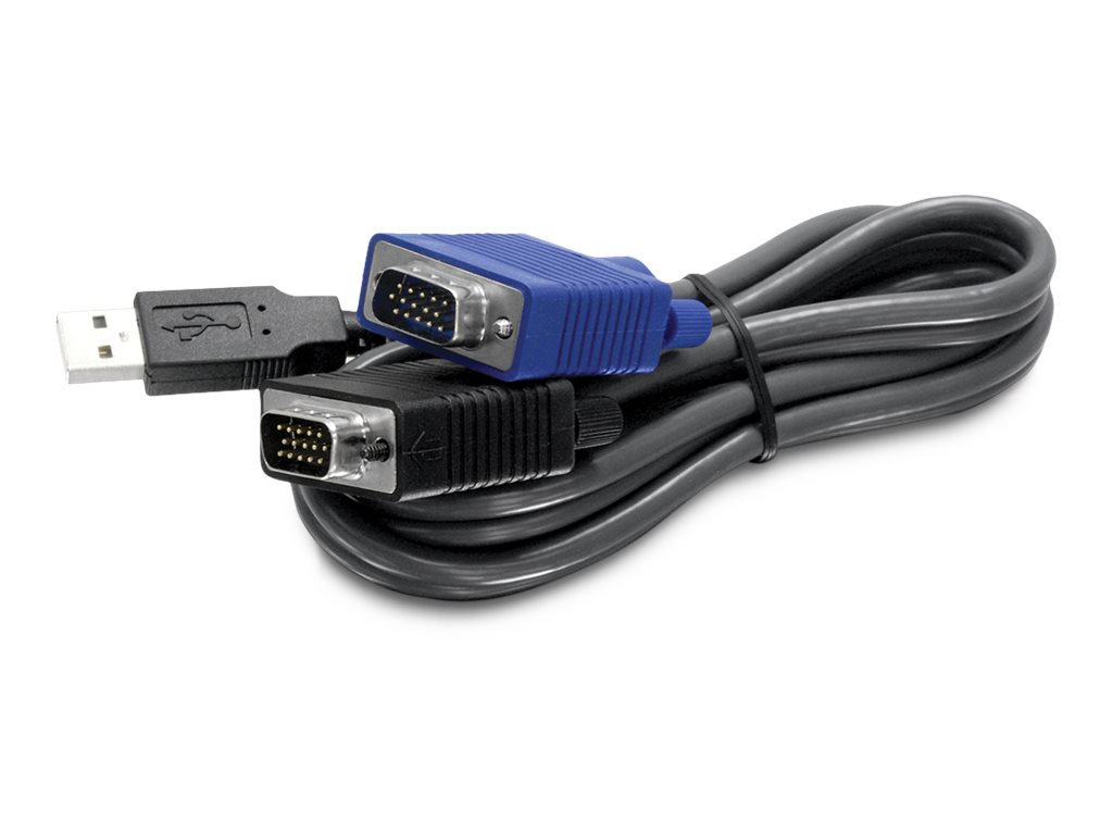 TRENDnet TK CU10 - Kabel til tastatur / video / mus (KVM) - USB, HD-15 (VGA) (han) til HD-15 (VGA) (han) - 3.1 m - sort