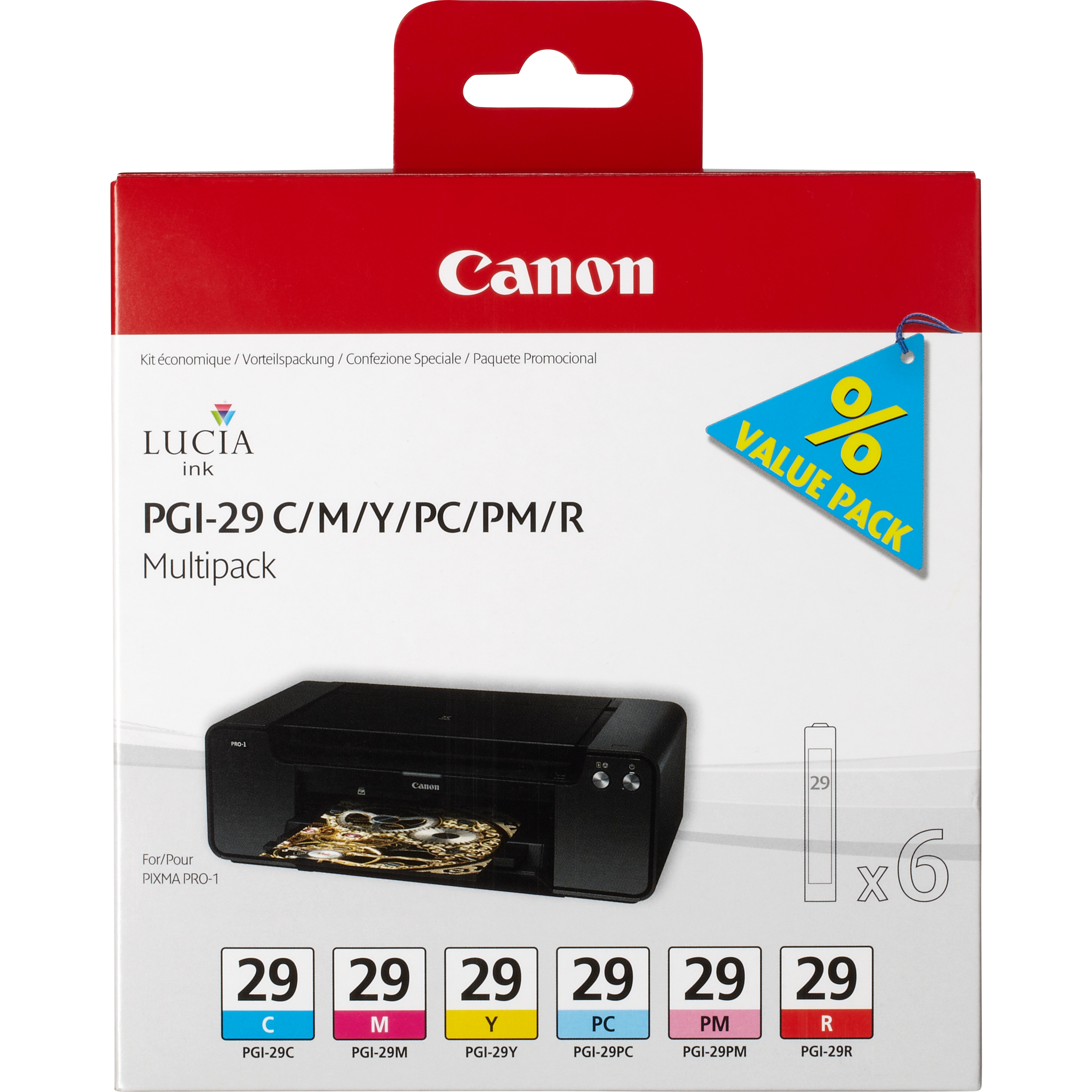 Canon PGI 29 Multipack Gul Cyan Magenta Rød Fotocyan Fotomagenta 1345 sider Blækbeholder 4873B005 billede