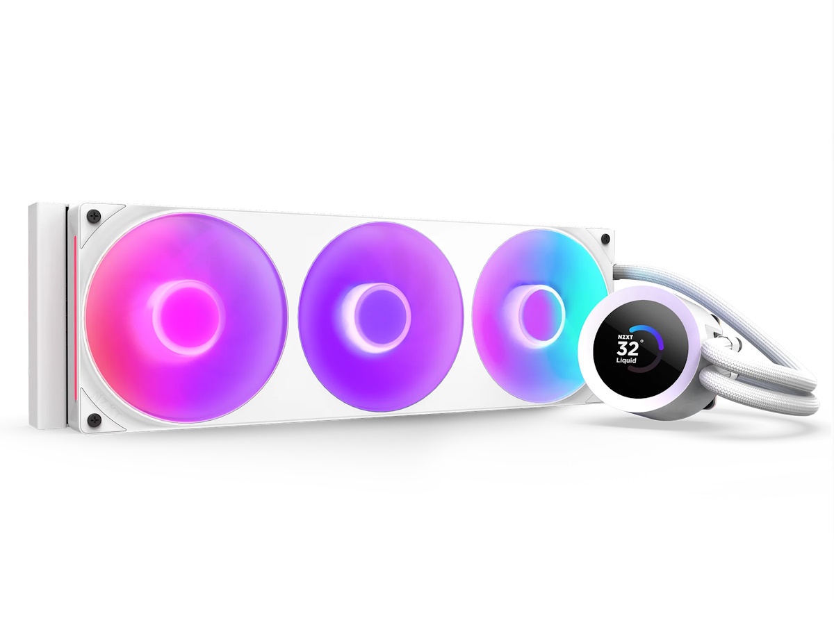 NZXT Kraken Plus 360 RGB, Alt-i-en væskekøler, 500 rpm, 2400 rpm, Hvid
