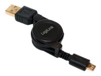 LogiLink CU0090, 0,75 m, USB A, Micro-USB B, USB 2.0, Hanstik/Hanstik, Sort
