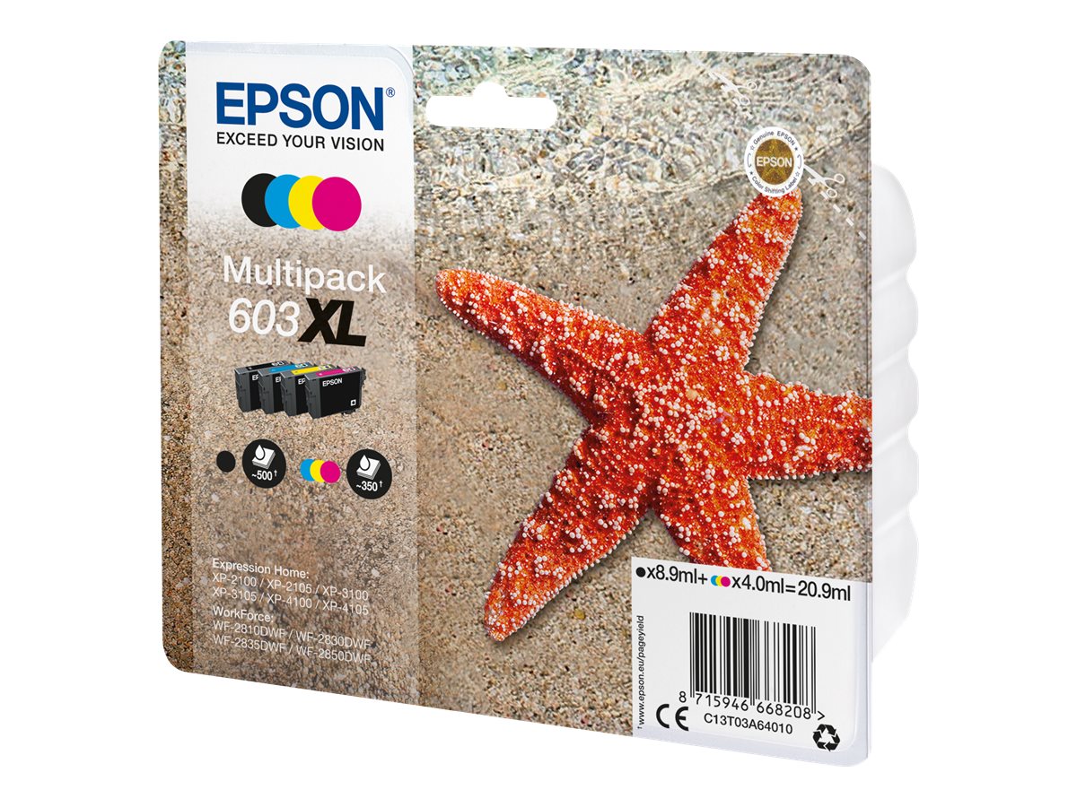 Epson 603XL Multipack Sort Gul Cyan Magenta Blæk C13T03A64020