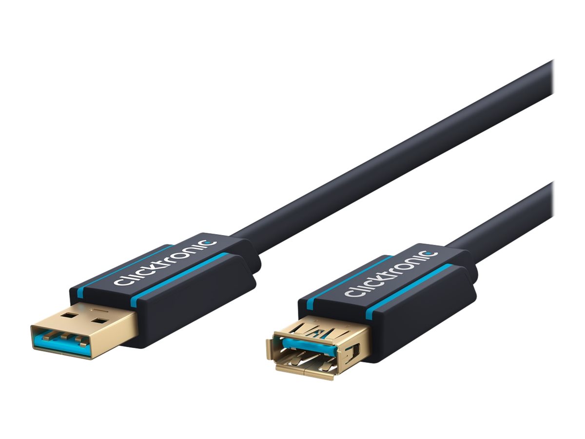 ClickTronic Förlängningskabel USB-A Premiumkabel | USB A hane  USB A hona | 1,8 m | 5 Gbit/s