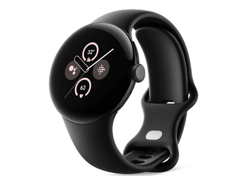 Google Pixel Watch 2 - Matsort aluminium - smart ur med aktivt bånd - fluoroelastomer - obsidian - båndstørrelse: S/L - 32 GB - Bluetooth, Wi-Fi, NFC - 31 g