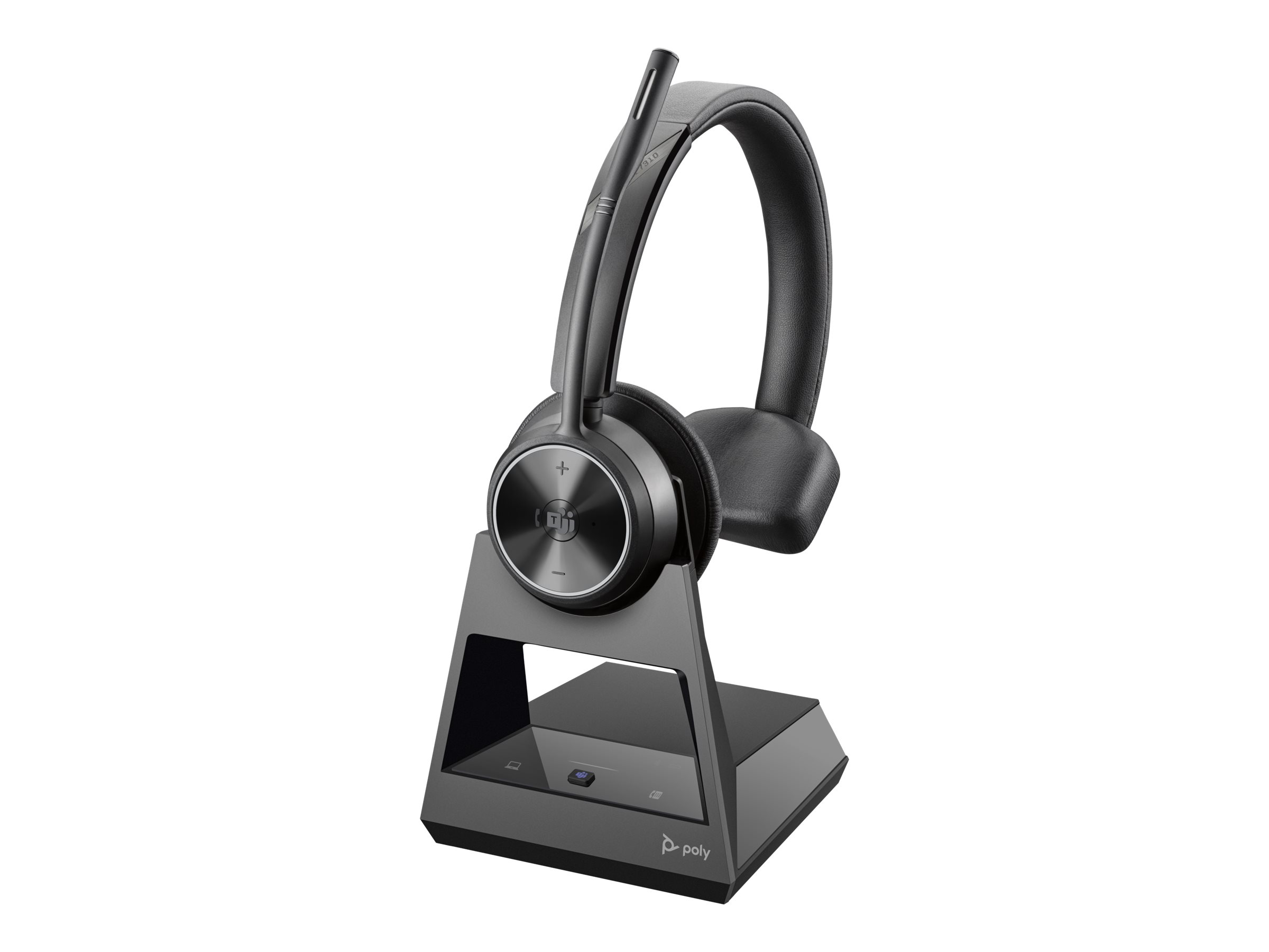 HP Poly Savi 7310-M Office - Savi 7300 series - headset - på øret - DECT - trådløs - sort - Certified for Microsoft Teams