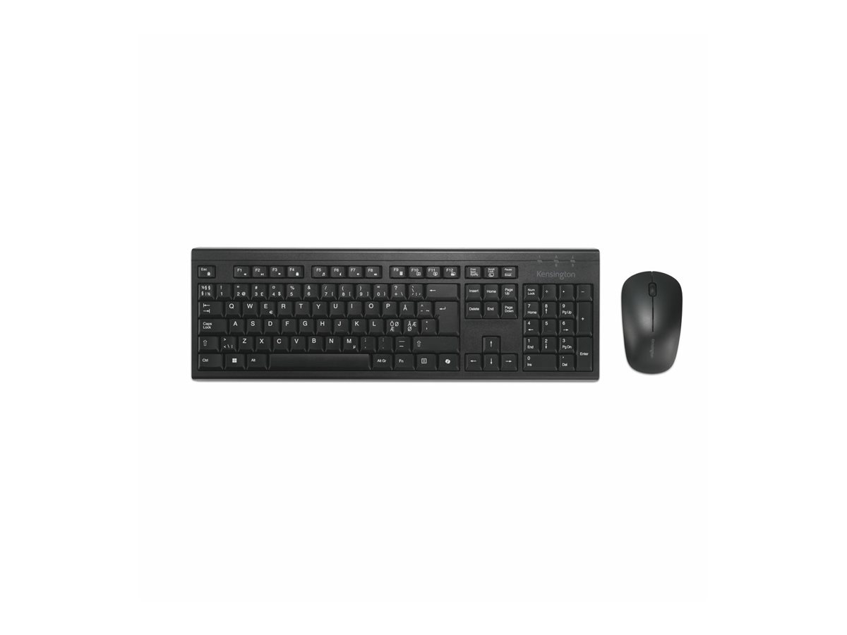 Kensington KM270 EQ genopladeligt tastatur- og mus-sæt - trådløst - Tastatur & Mus sæt - Nordisk - Sort