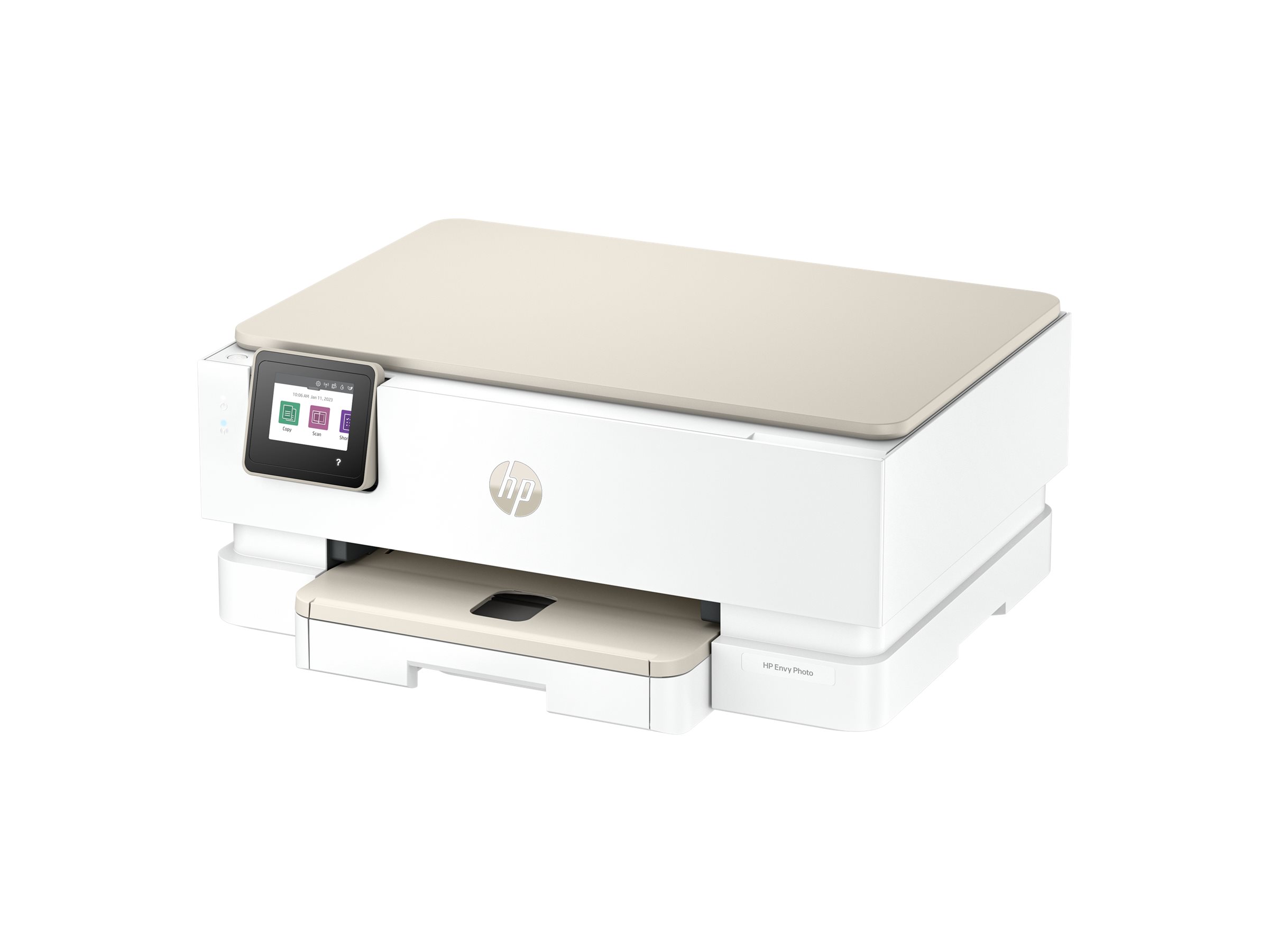 HP ENVY Photo 7230 All-in-One - Multifunktionsprinter - farve - blækprinter - 216 x 297 mm (original) - A4/Legal (medie) - op til 13 spm (kopiering) - op til 15 spm (udskriver) - 125 ark - USB 2.0, Wi-Fi(ac) - OOV hvid med lys portobello accenter