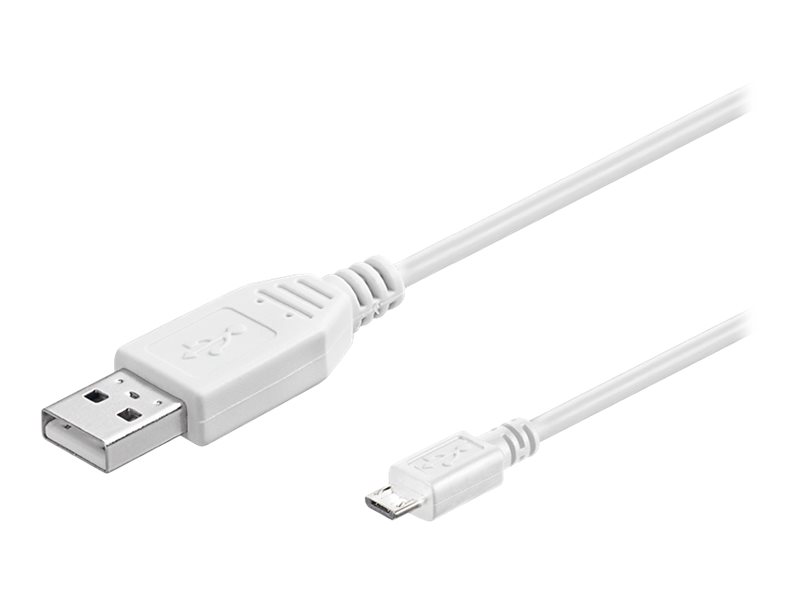 USB 2.0 kabel - A han til Micro B han, Hvid (3m)